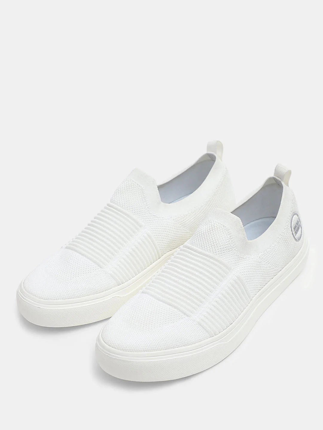 White Melange Slip-On Sneakers - Image 6