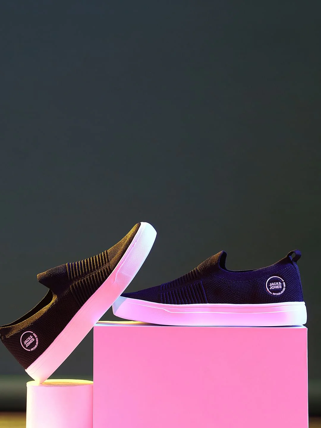 Black Melange Slip-On Sneakers