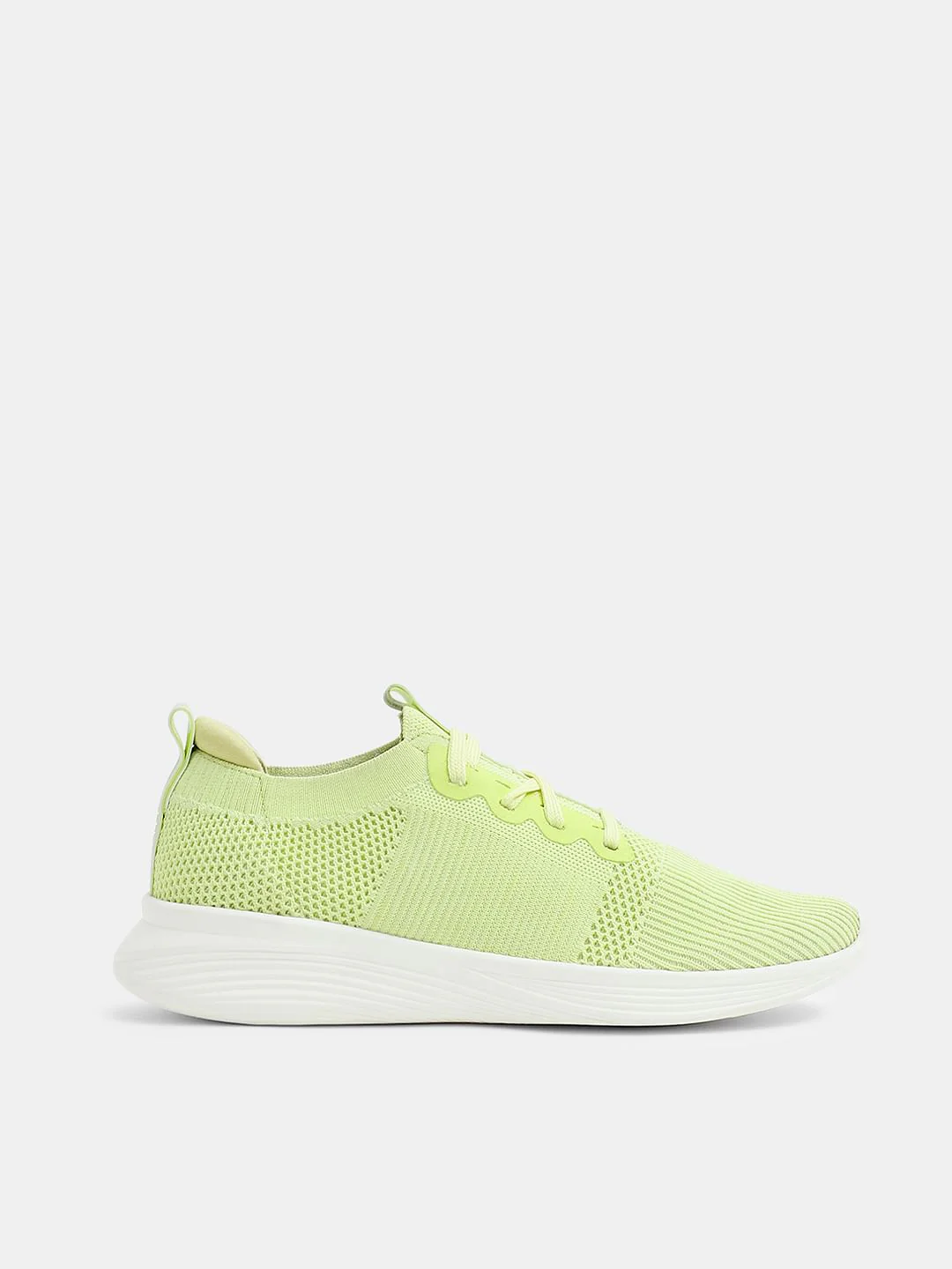 Lime Green Stretch Lace-Up Sneakers - Image 2
