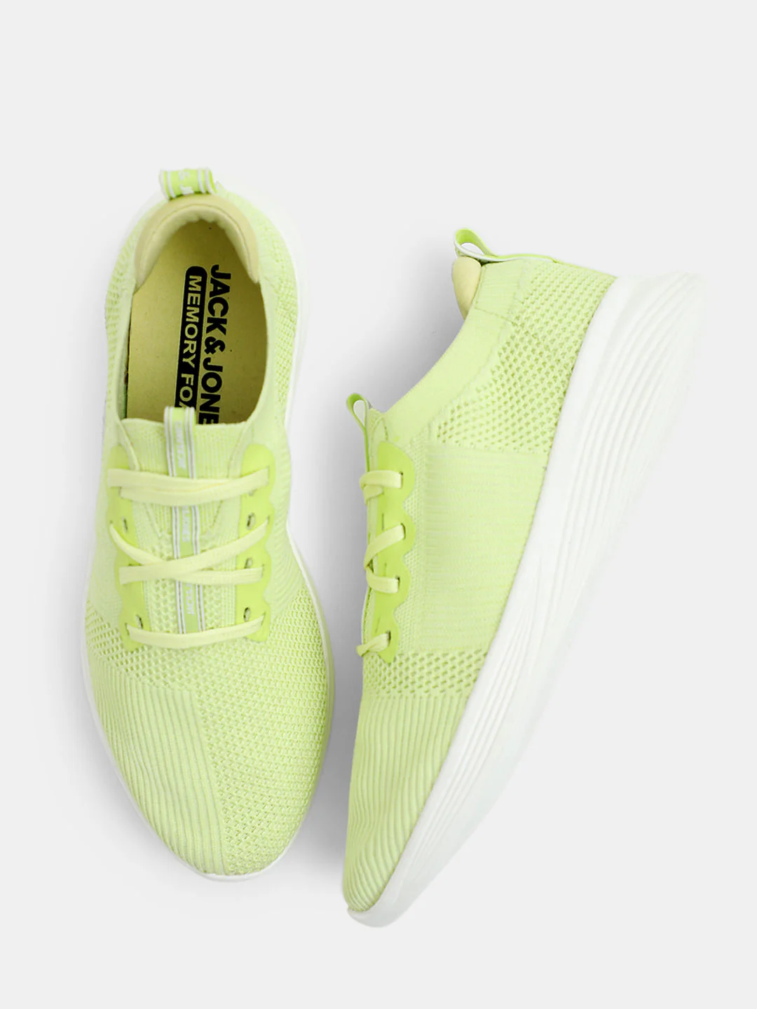 Lime Green Stretch Lace-Up Sneakers - Image 3