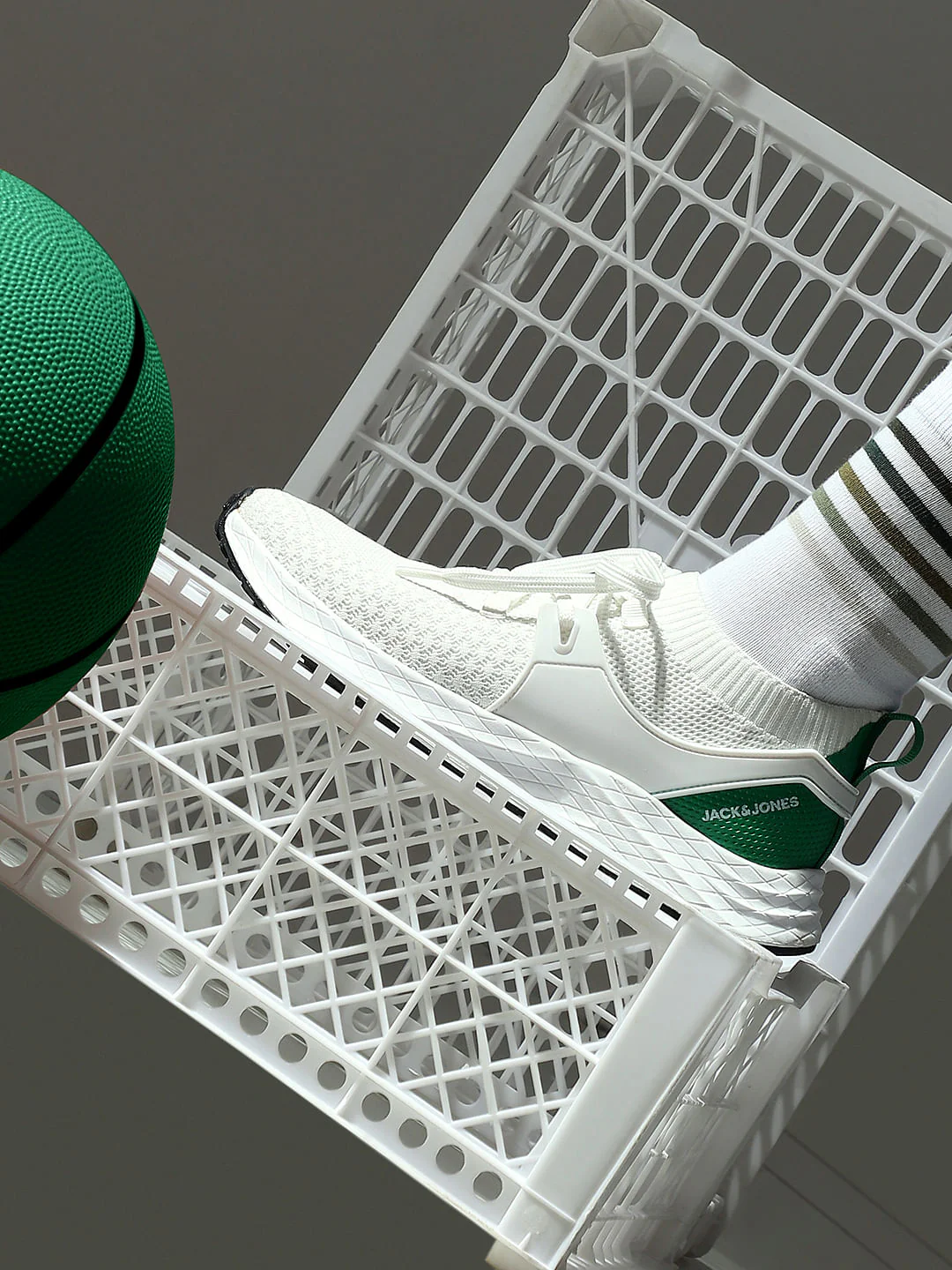 White Knit Lace-Up Sneakers