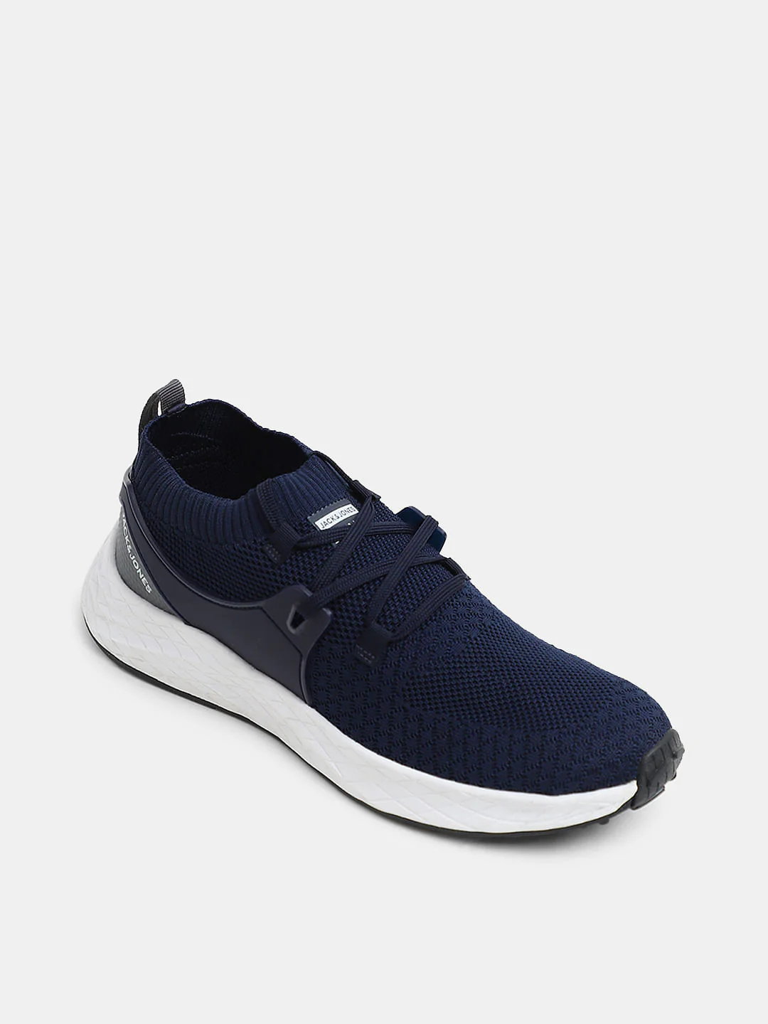 Dark Blue Knitted Lace Up Sneakers - Image 4