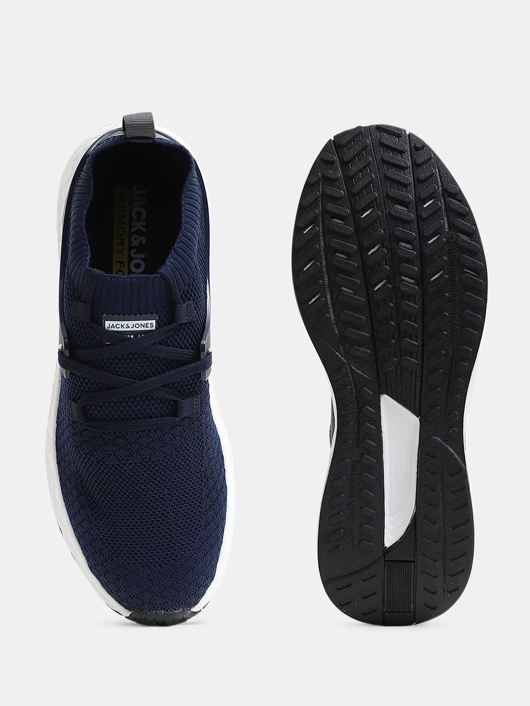 Dark Blue Knitted Lace Up Sneakers - Image 5