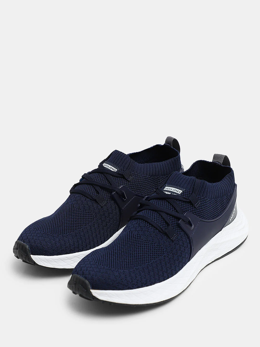 Dark Blue Knitted Lace Up Sneakers - Image 6