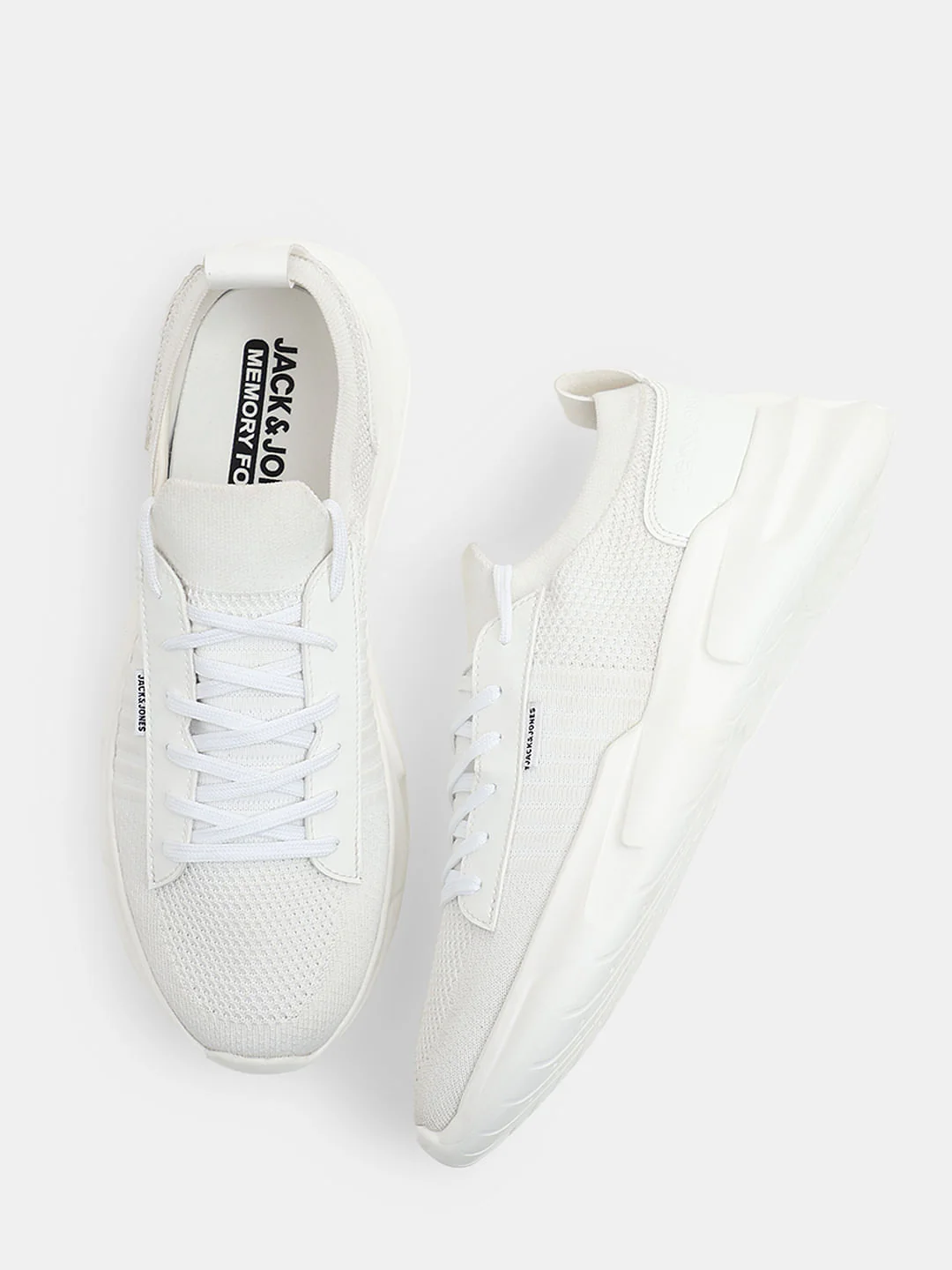 White Knit Lace-Up Sneakers - Image 3
