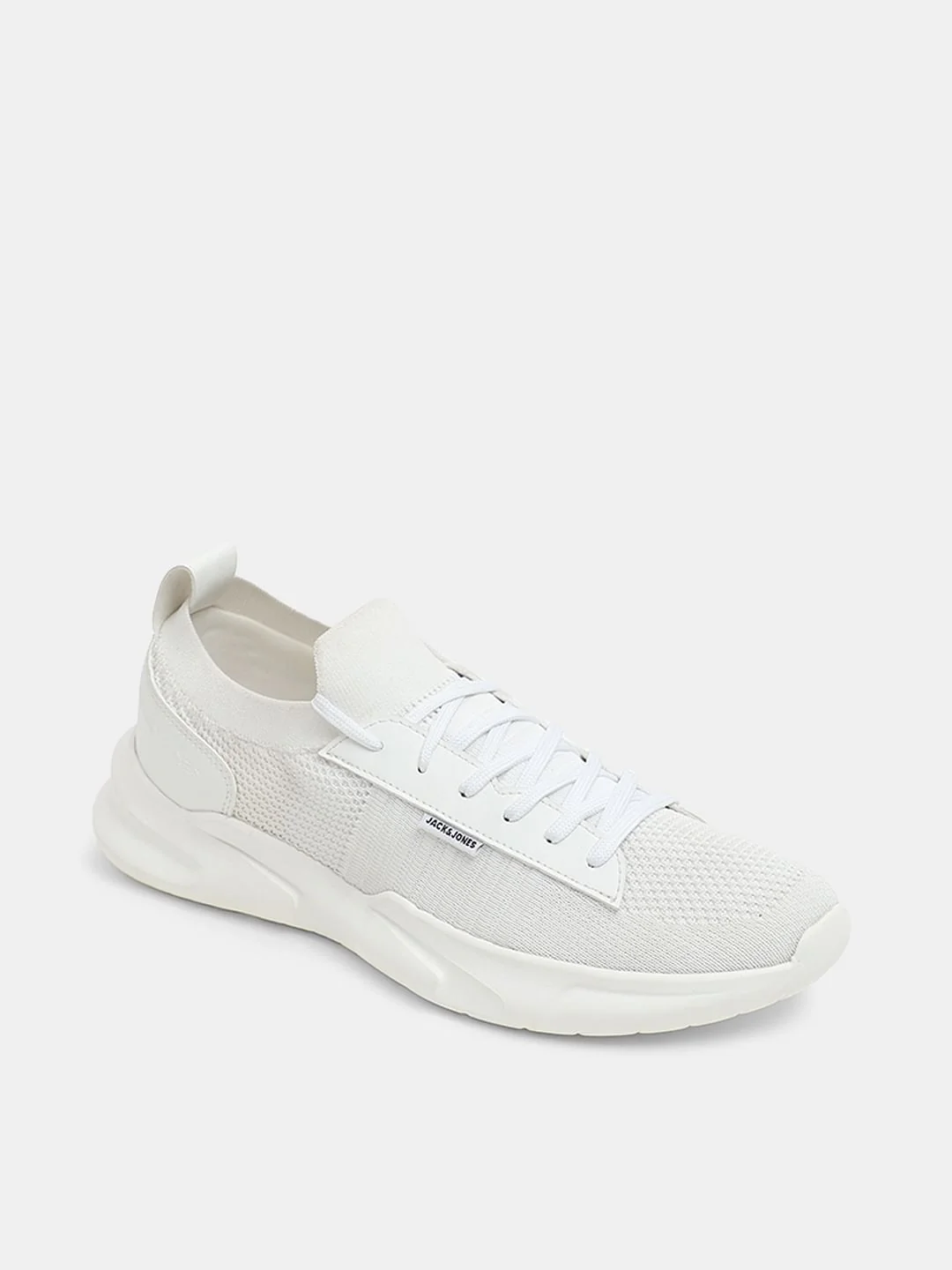 White Knit Lace-Up Sneakers - Image 4