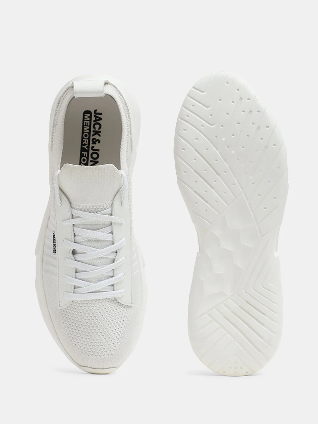 White Knit Lace-Up Sneakers - Image 5