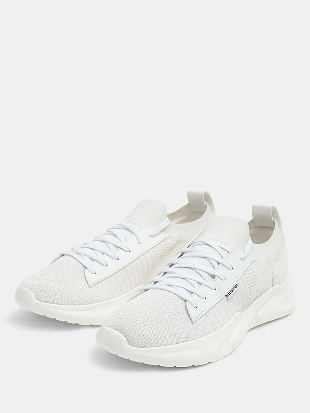 White Knit Lace-Up Sneakers - Image 6