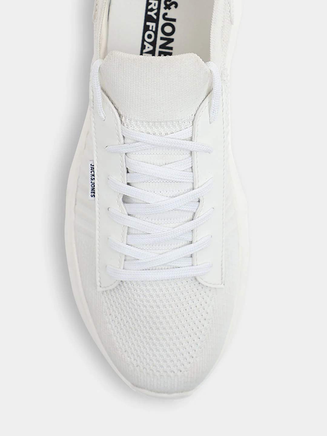 White Knit Lace-Up Sneakers - Image 7