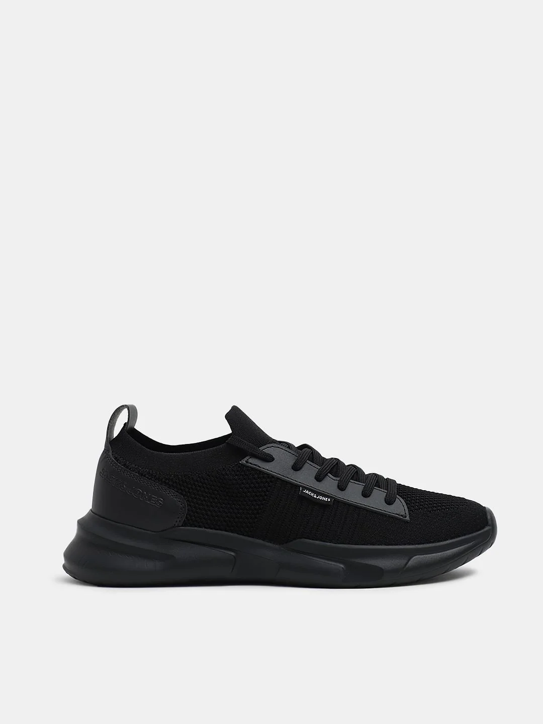Black Knit Lace-Up Sneakers - Image 2