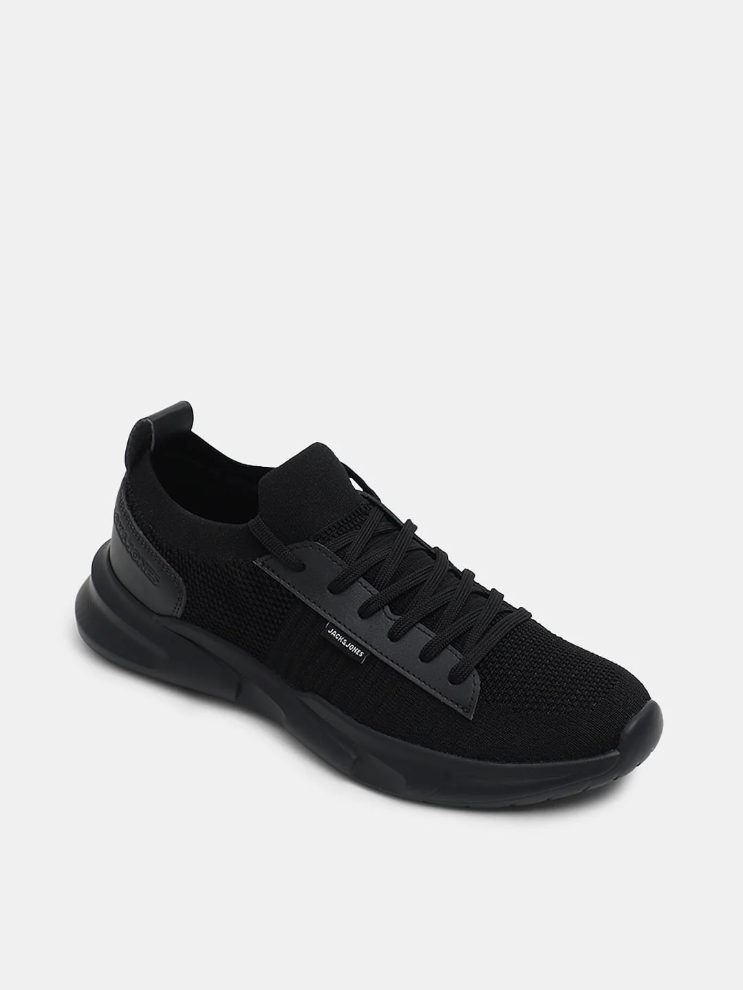 Black Knit Lace-Up Sneakers - Image 4