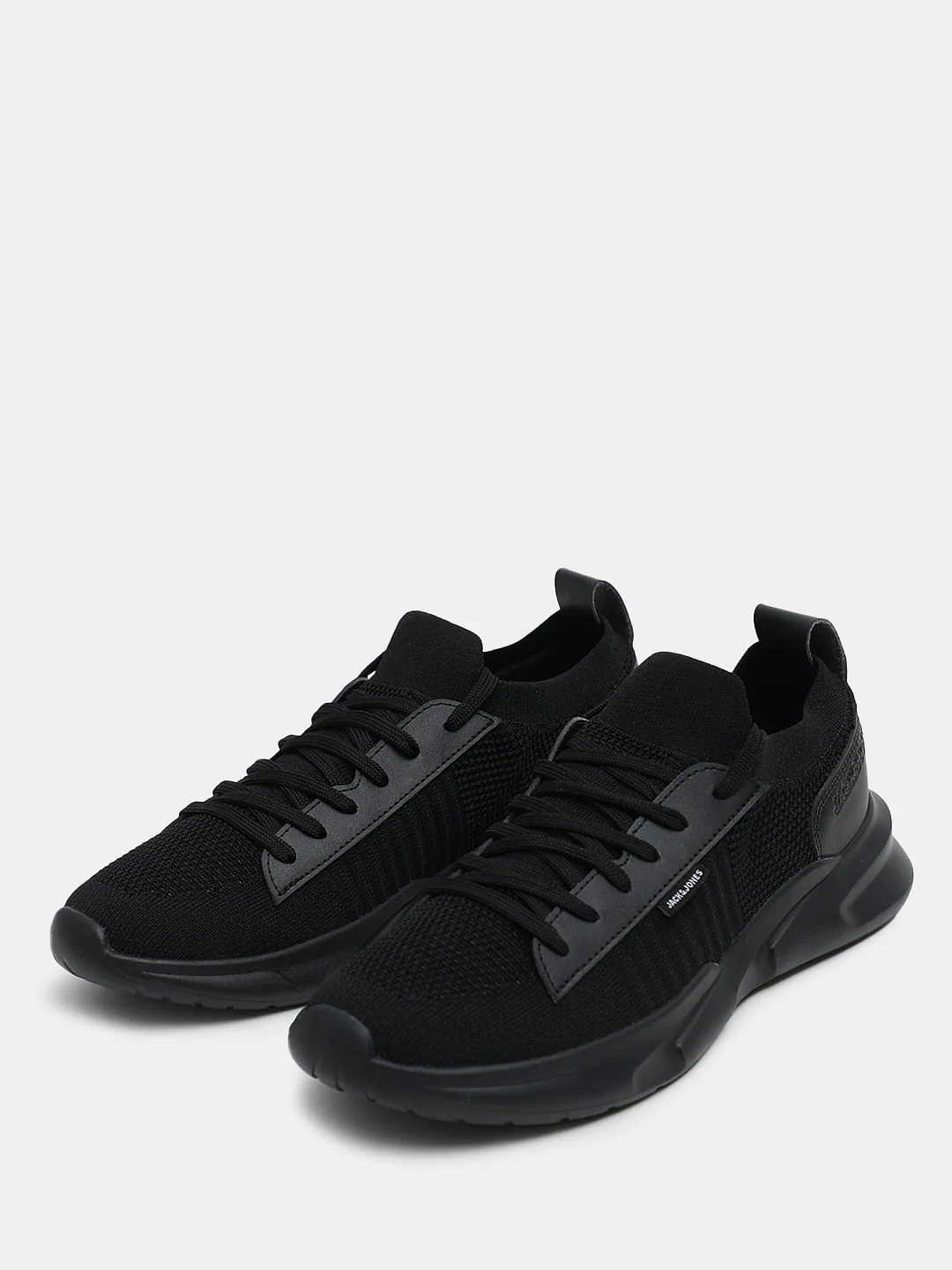 Black Knit Lace-Up Sneakers - Image 6