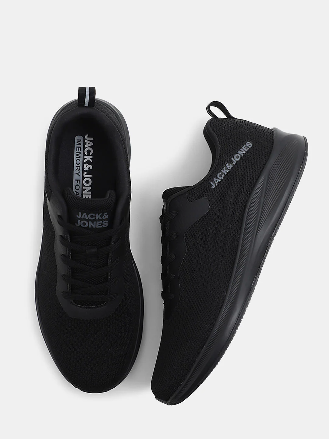 Black Knit Lace-Up Sneakers - Image 3