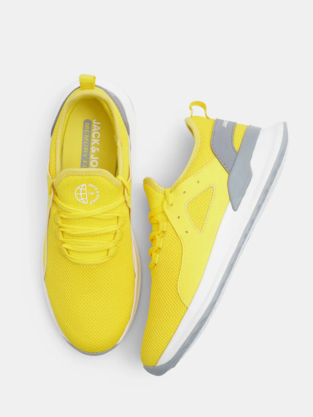 Yellow Knit Lace-Up Sneakers - Image 3