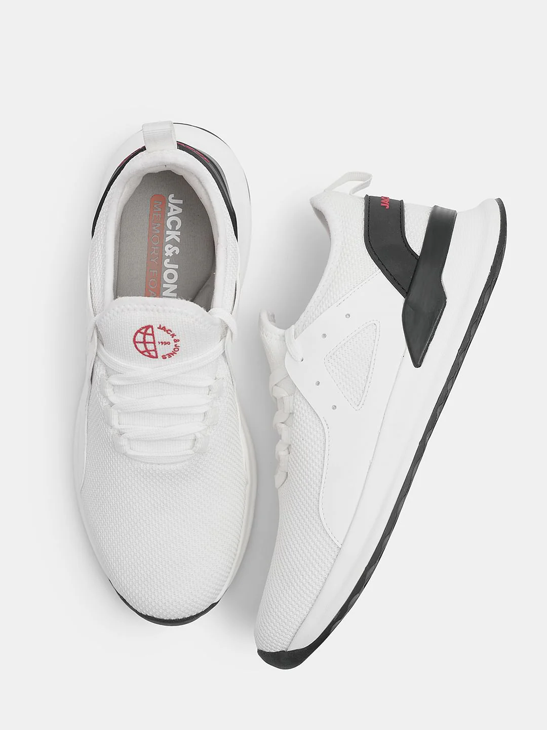 White Knit Lace-Up Sneakers - Image 3