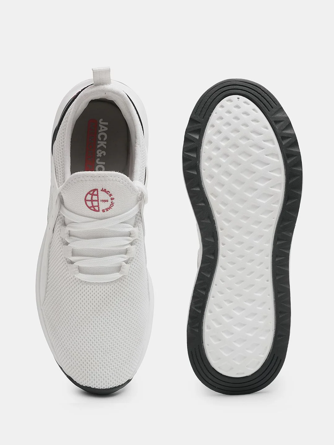 White Knit Lace-Up Sneakers - Image 5