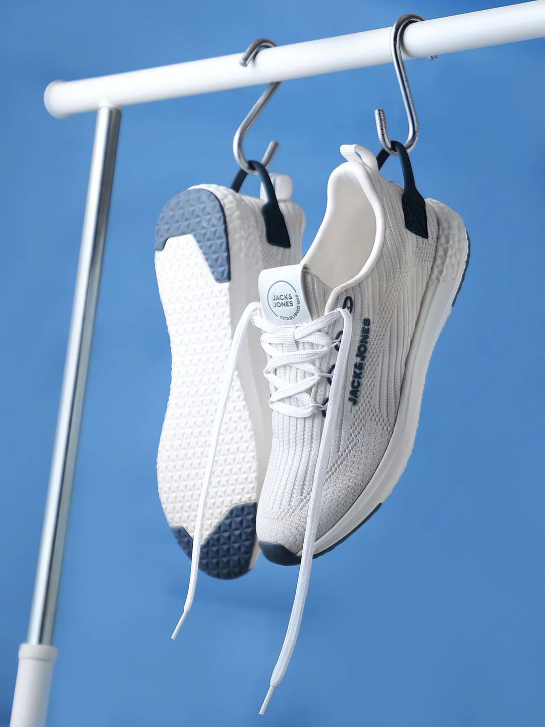 White Knit Lace-Up Sneakers