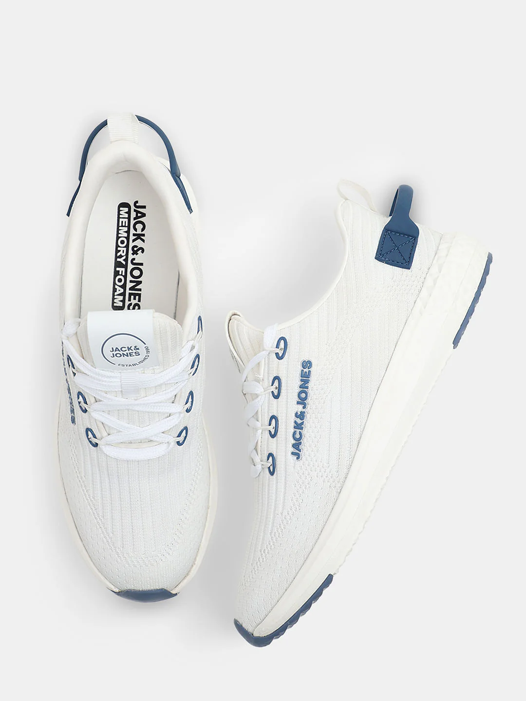 White Knit Lace-Up Sneakers - Image 3