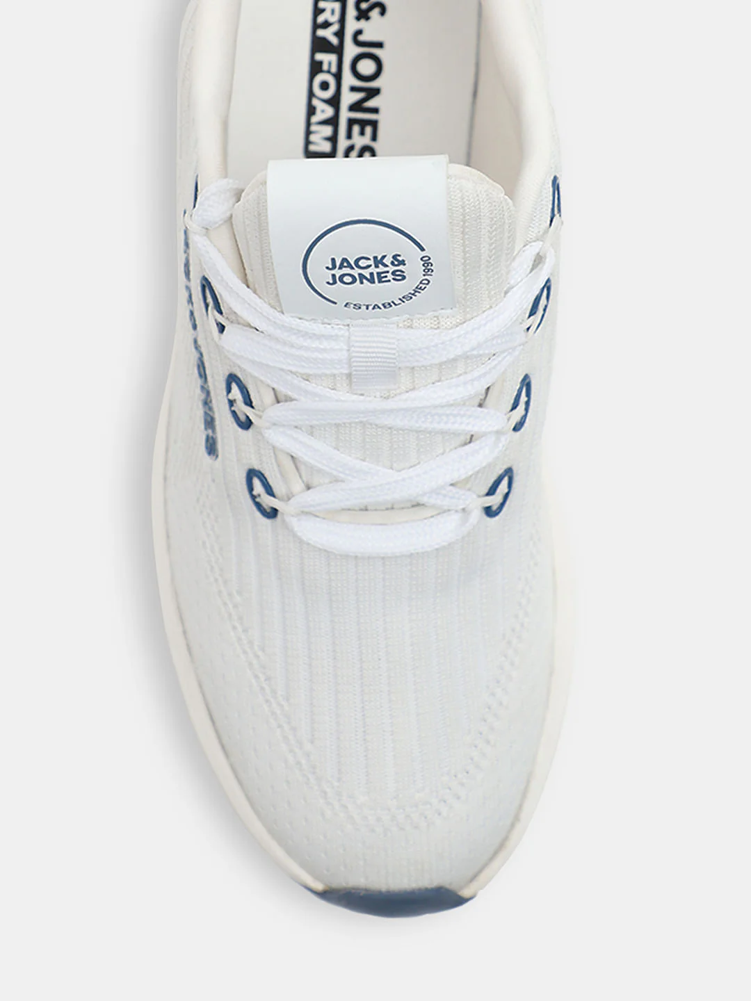 White Knit Lace-Up Sneakers - Image 7