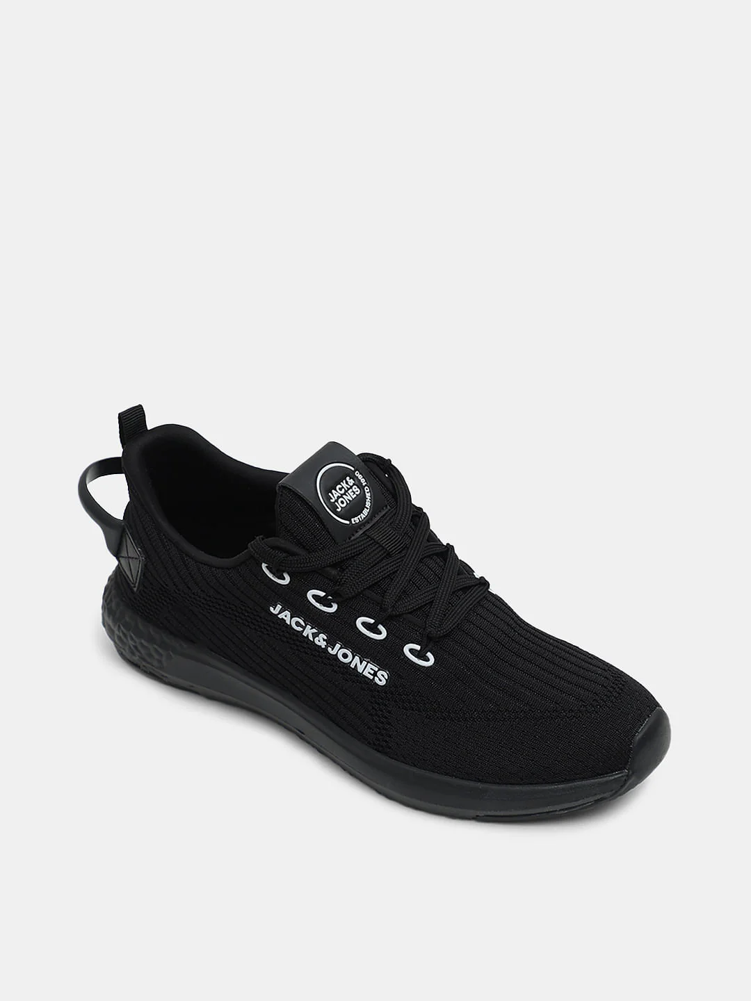 Black Knit Lace-Up Sneakers - Image 4