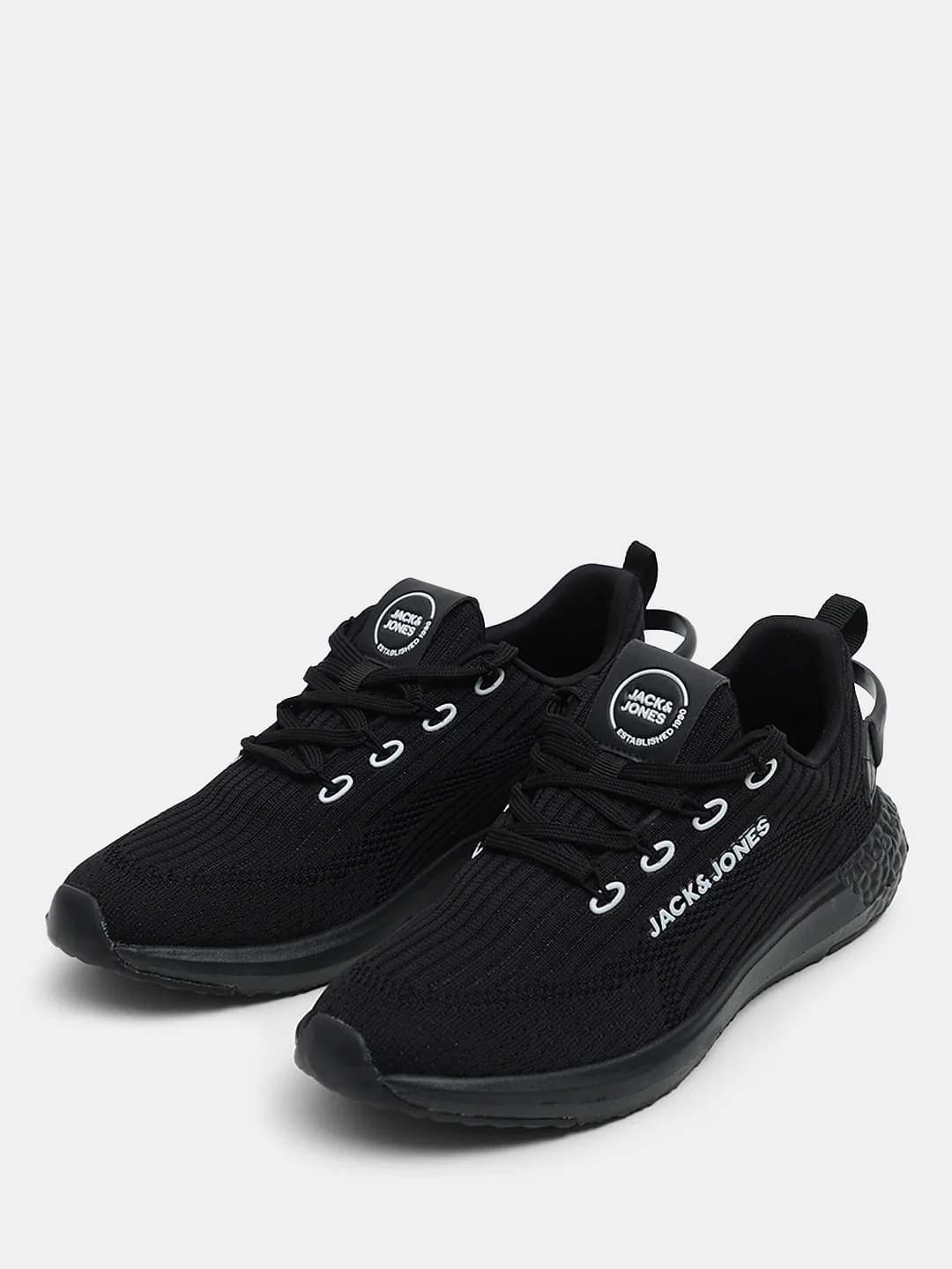 Black Knit Lace-Up Sneakers - Image 6