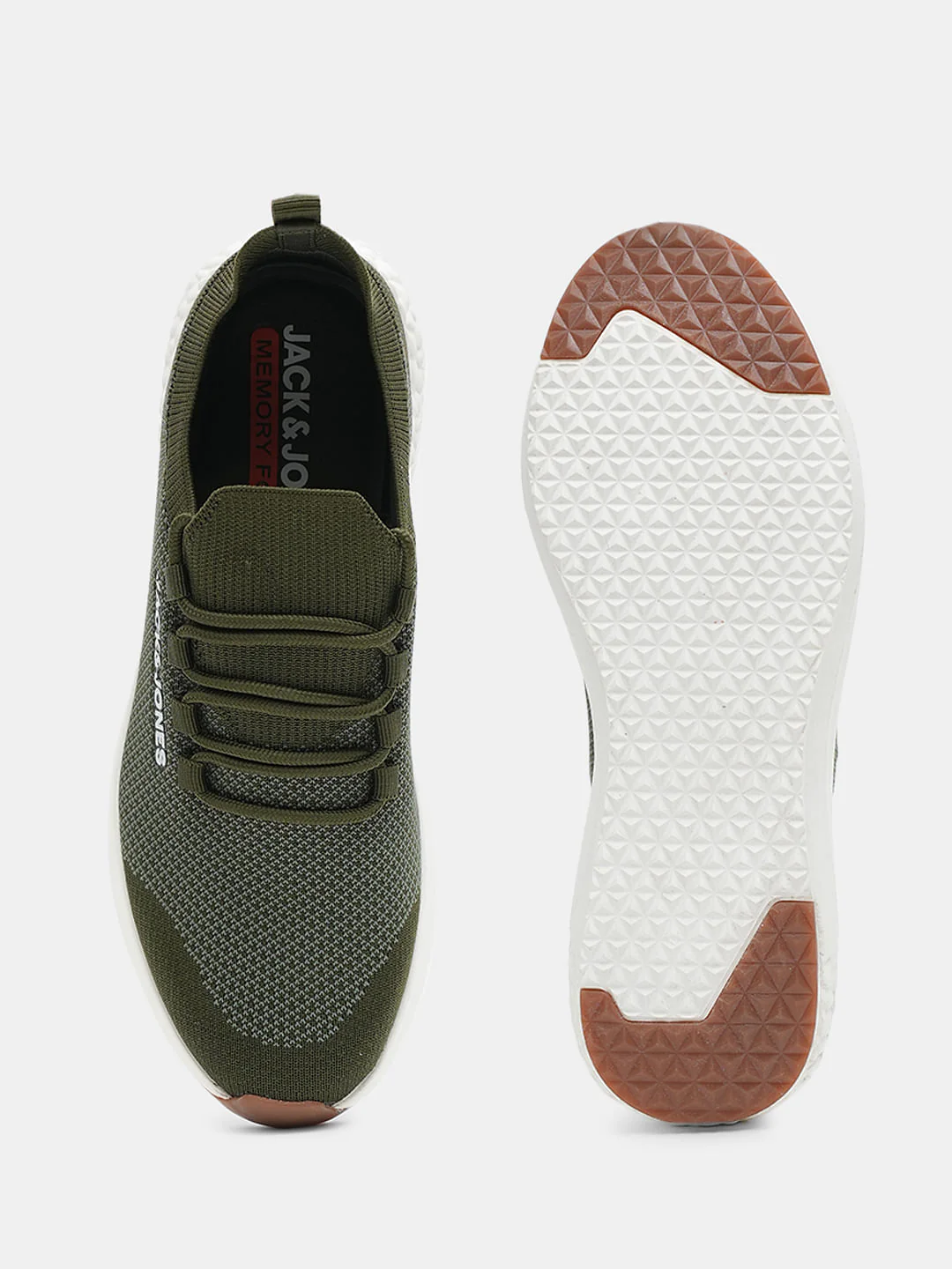 Olive & Orange Knit Lace-Up Sneakers - Image 5