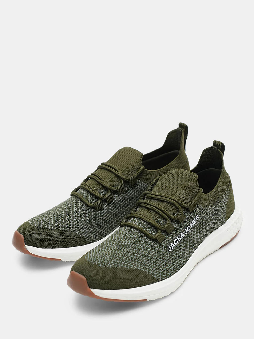 Olive & Orange Knit Lace-Up Sneakers - Image 6