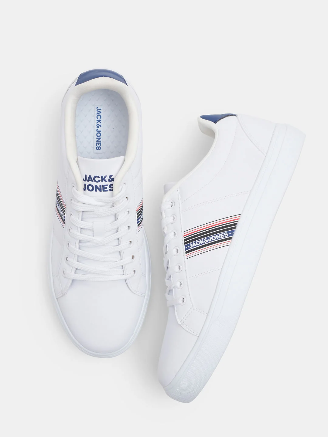 White Striped Lace-Up Sneakers - Image 3