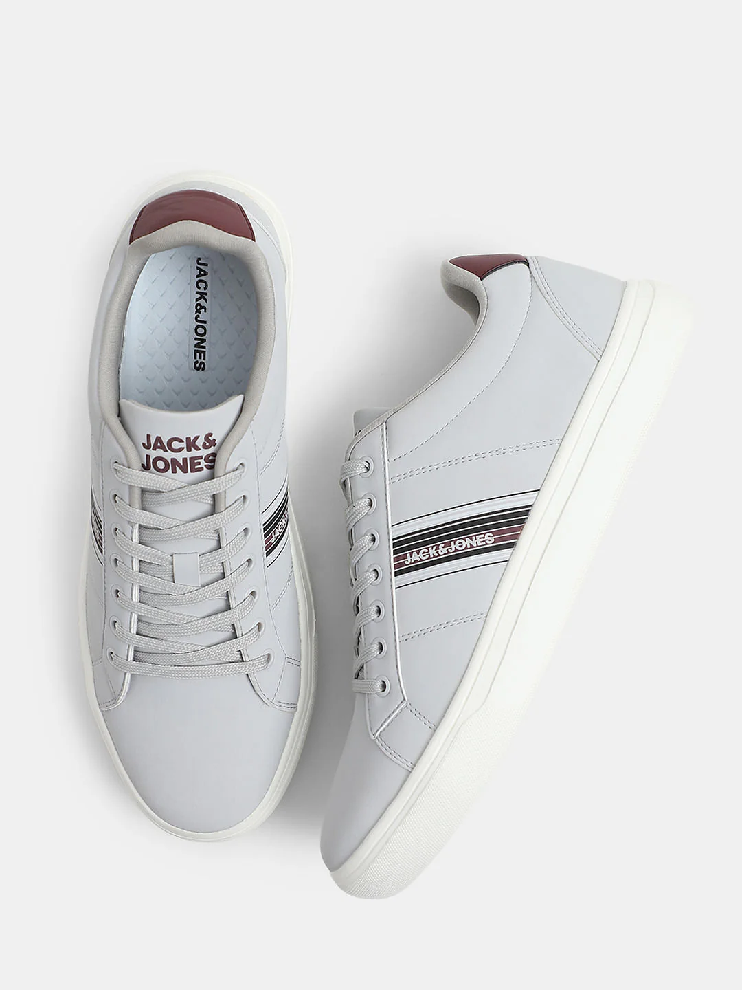 Light Grey Striped Sneakers - Image 3