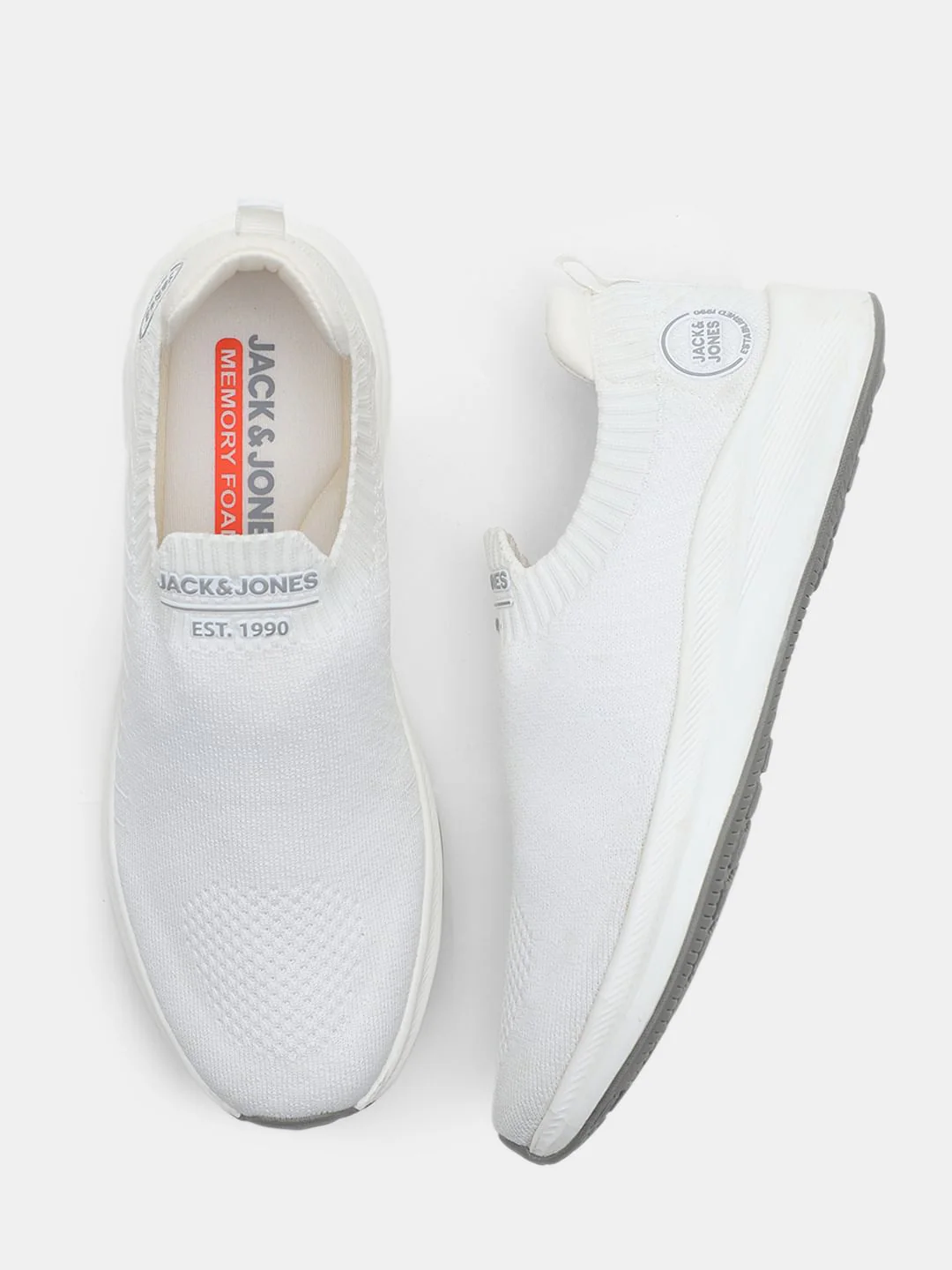 White Knitted Slip On Sneakers - Image 3