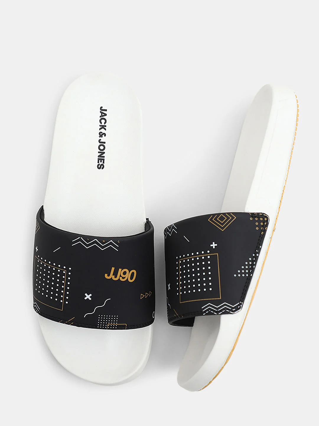 Yellow & White Printed Sliders - Image 3
