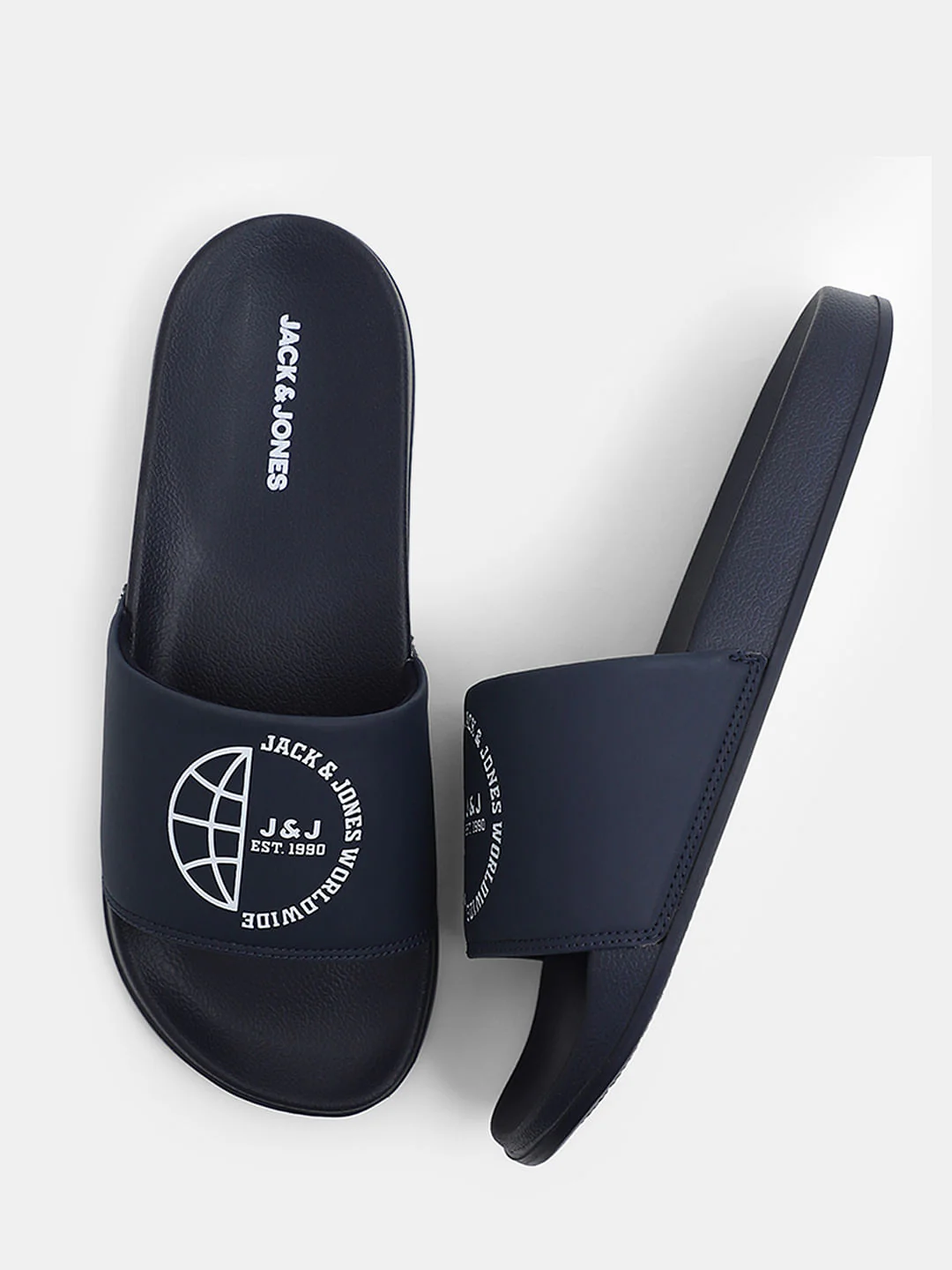 Dark Blue Logo Print Sliders - Image 3