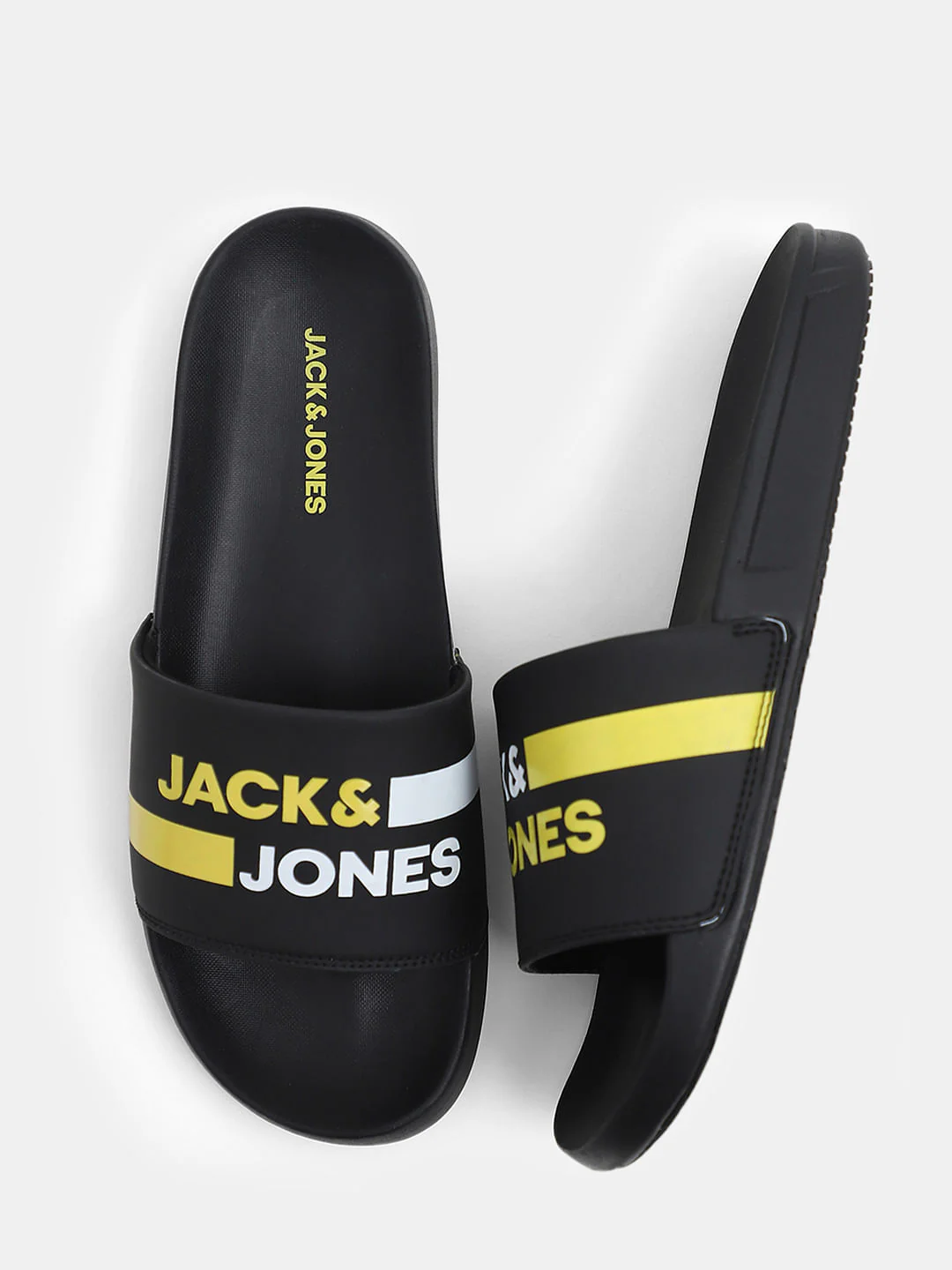 Black Striped Logo Print Sliders - Image 3