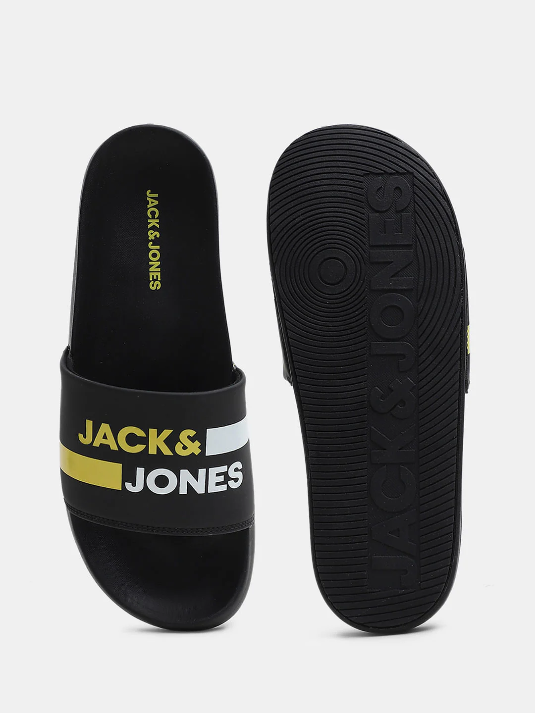 Black Striped Logo Print Sliders - Image 5