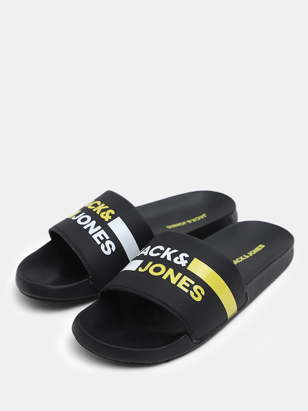 Black Striped Logo Print Sliders - Image 6