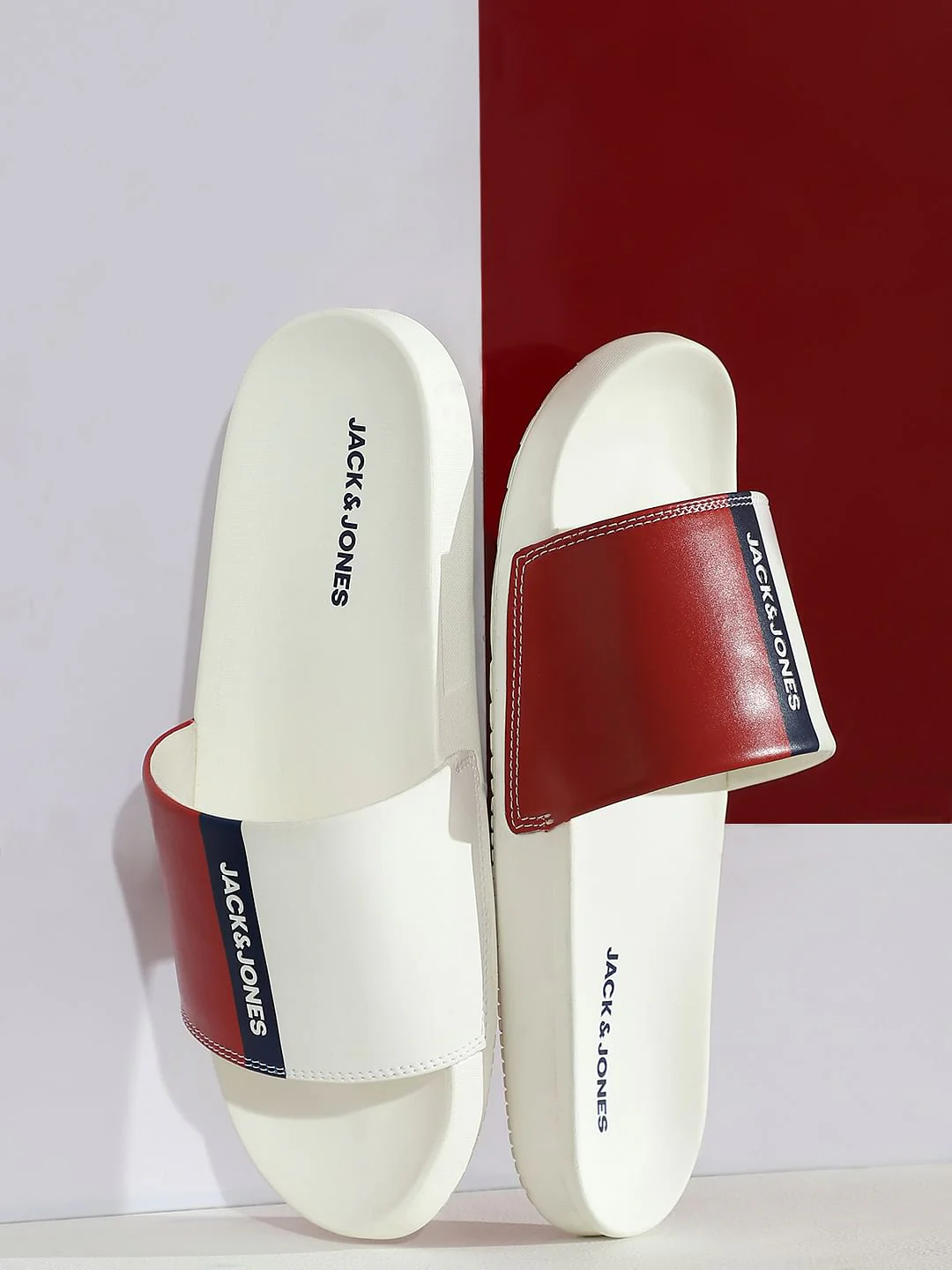 White Colourblocked Sliders