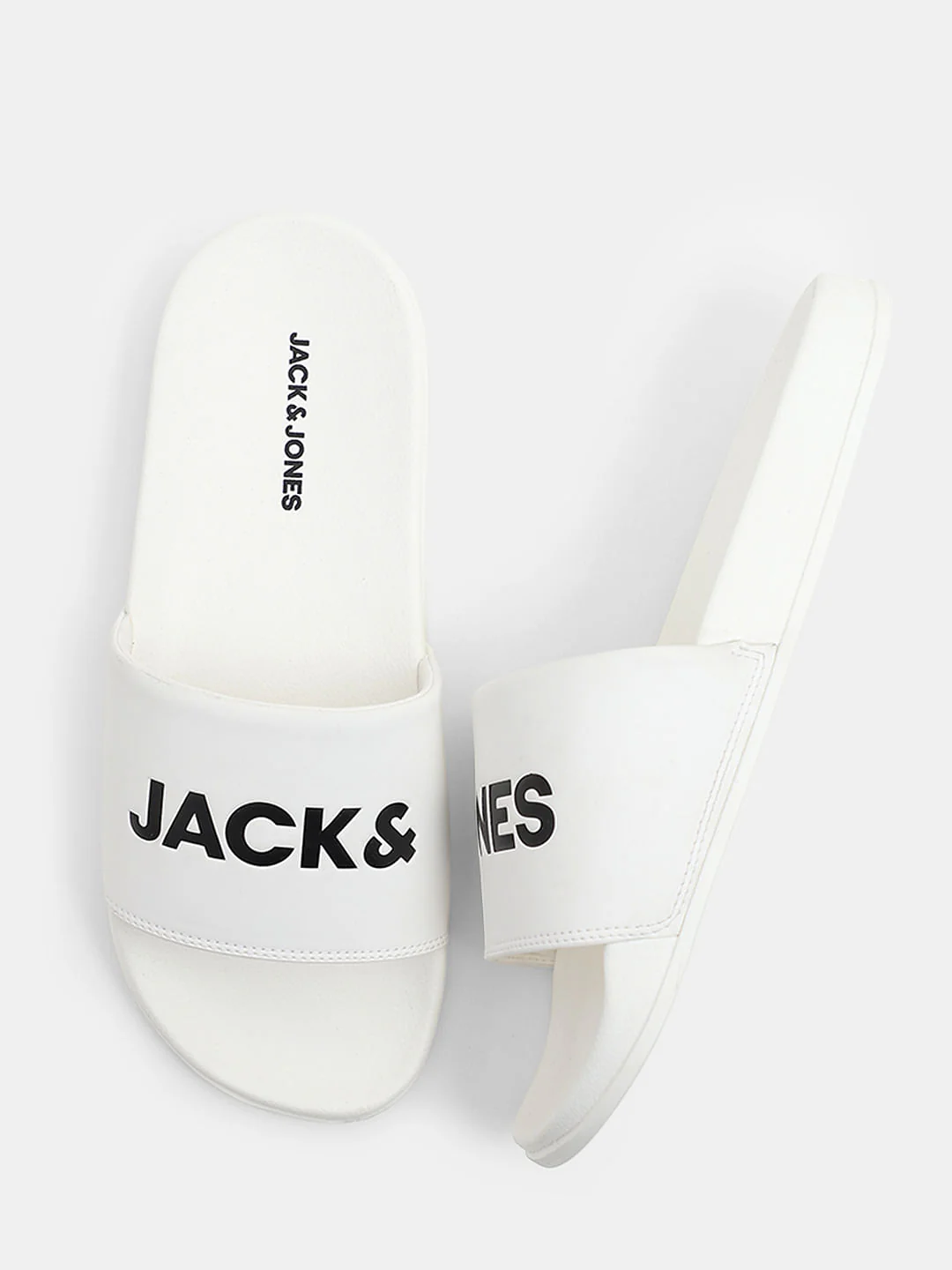 White Logo Print Pool Sliders - Image 3