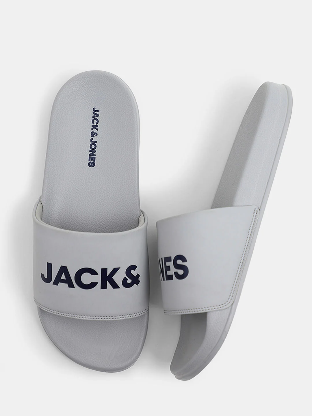 Grey Logo Print Pool Sliders - Image 3