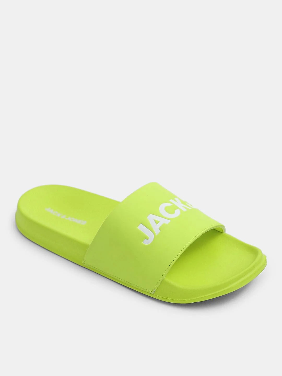 Bright Green Logo Print Pool Sliders - Image 4
