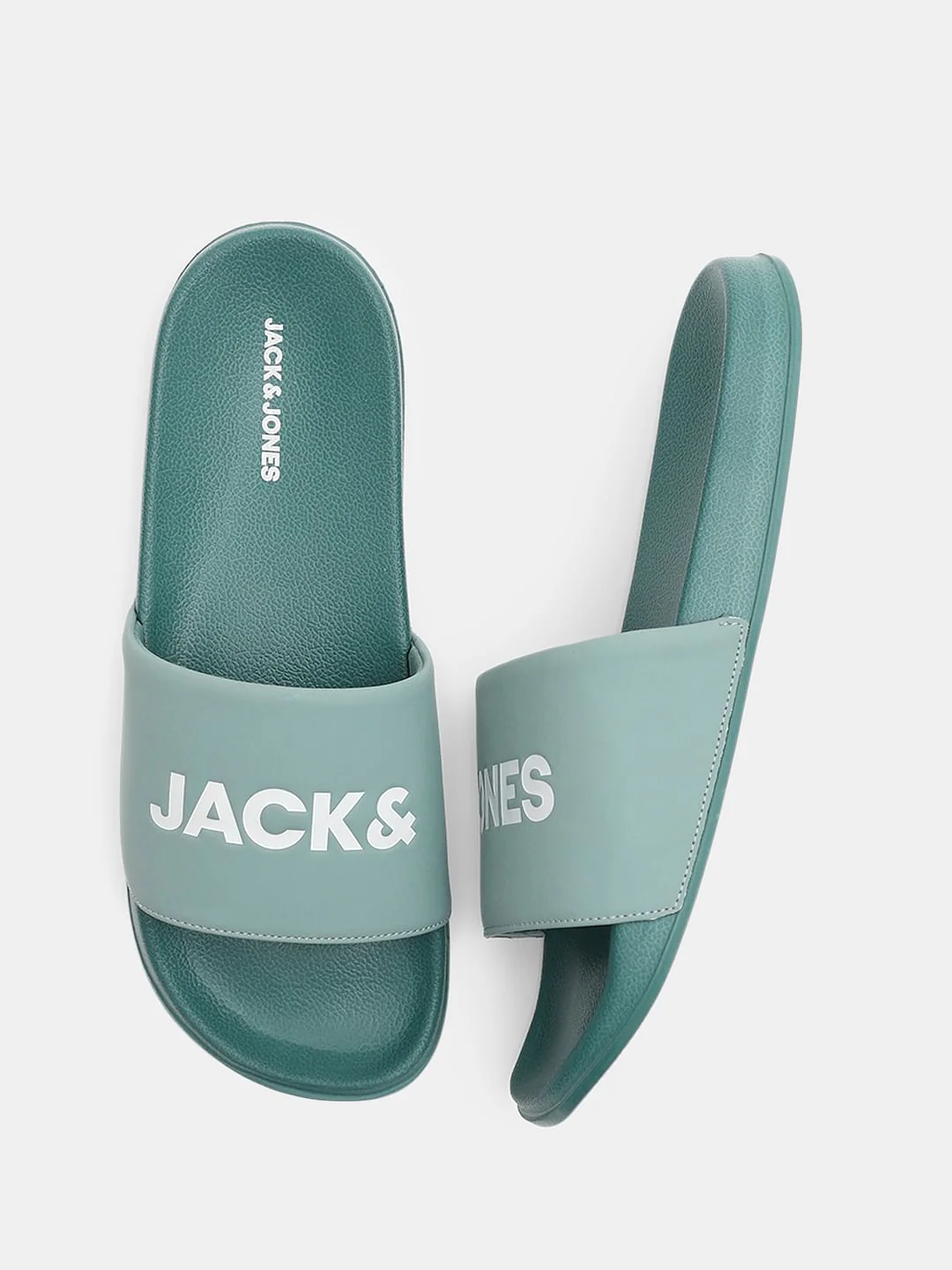 Green Logo Print Pool Sliders - Image 3