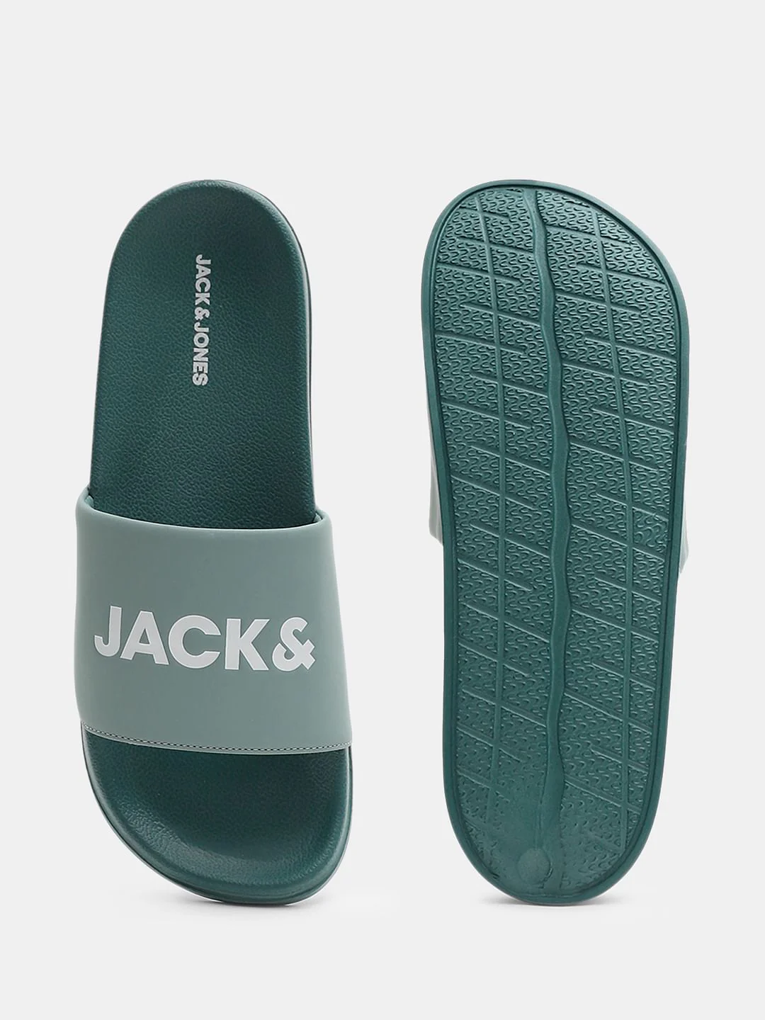 Green Logo Print Pool Sliders - Image 5