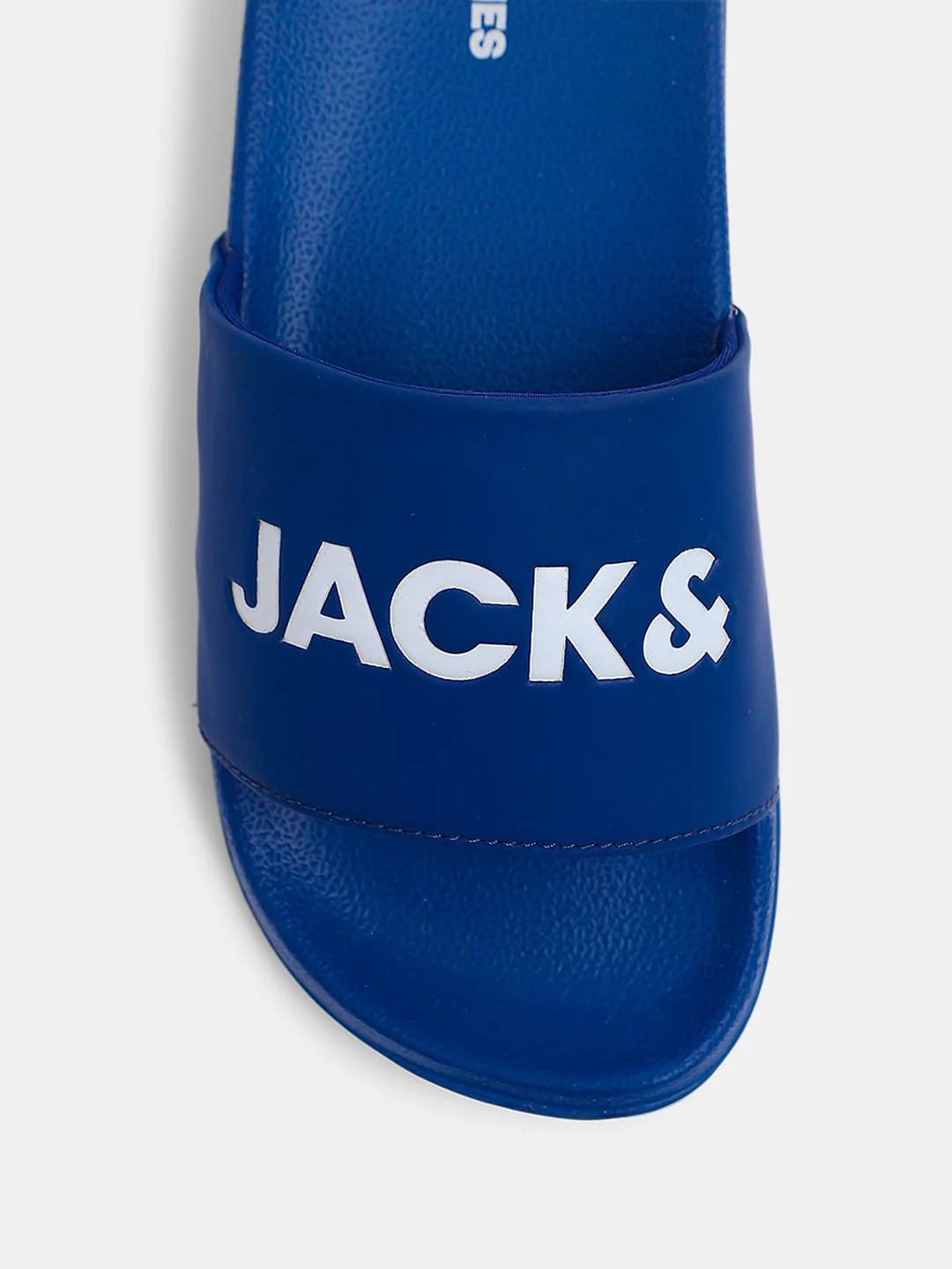 Dark Blue Logo Print Pool Sliders - Image 7