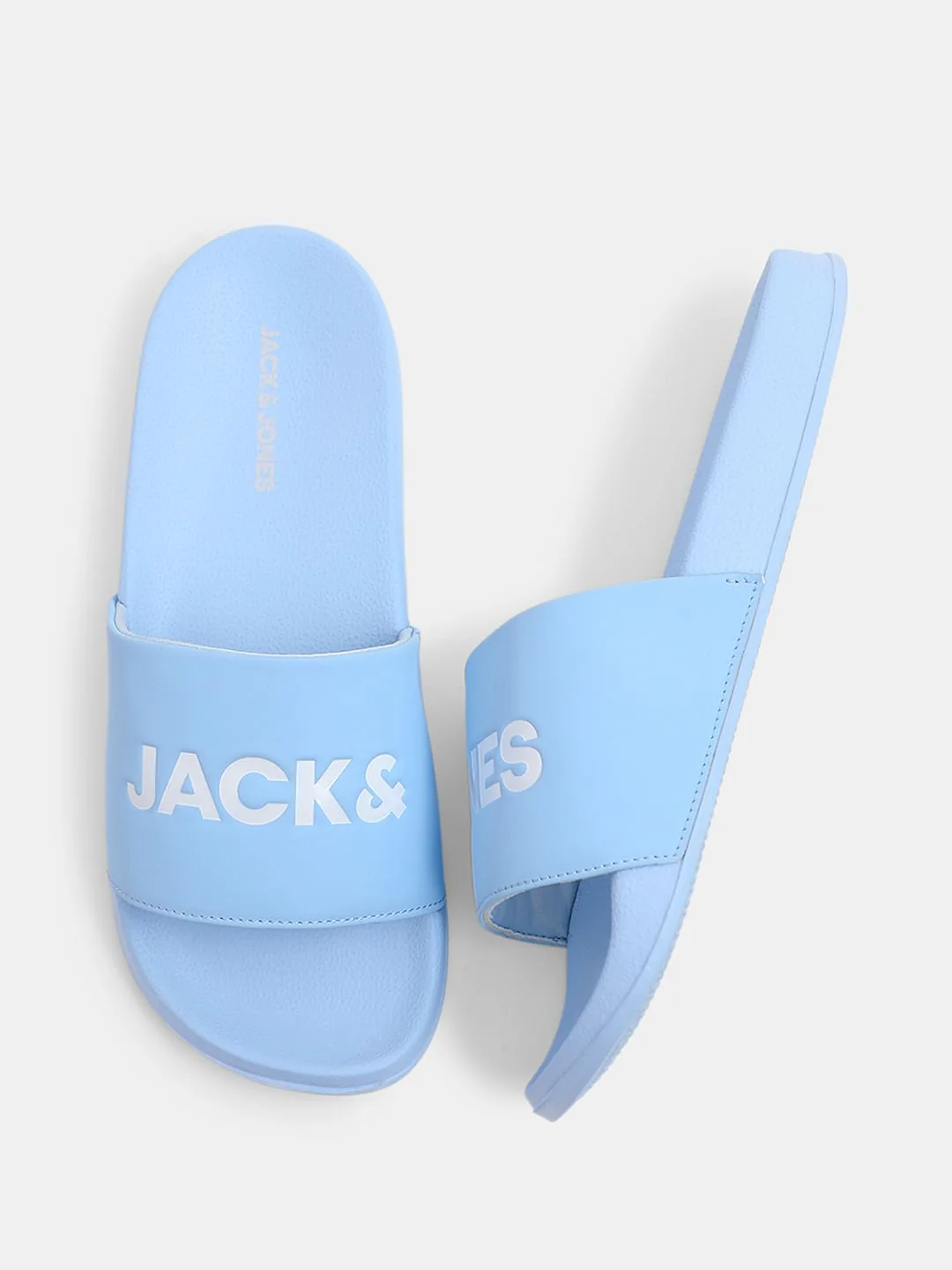 Light Blue Logo Print Pool Sliders - Image 3