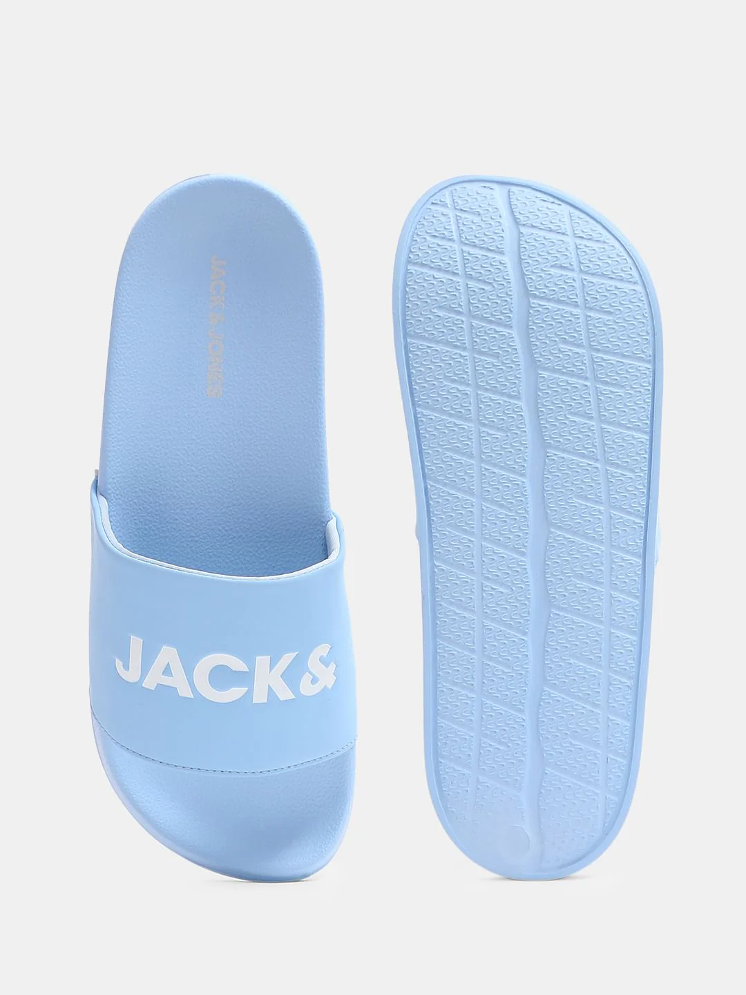 Light Blue Logo Print Pool Sliders - Image 5