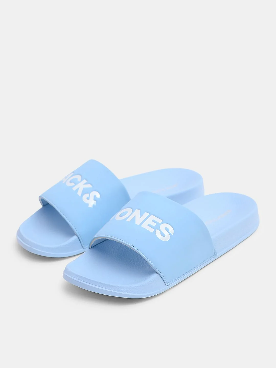 Light Blue Logo Print Pool Sliders - Image 6