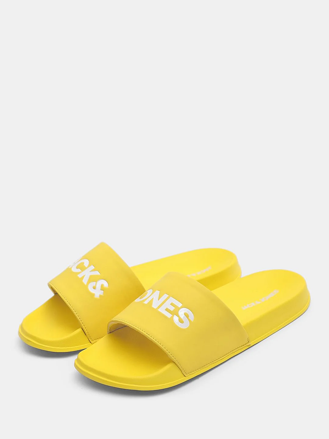 Light Yellow Logo Print Pool Sliders - Image 6
