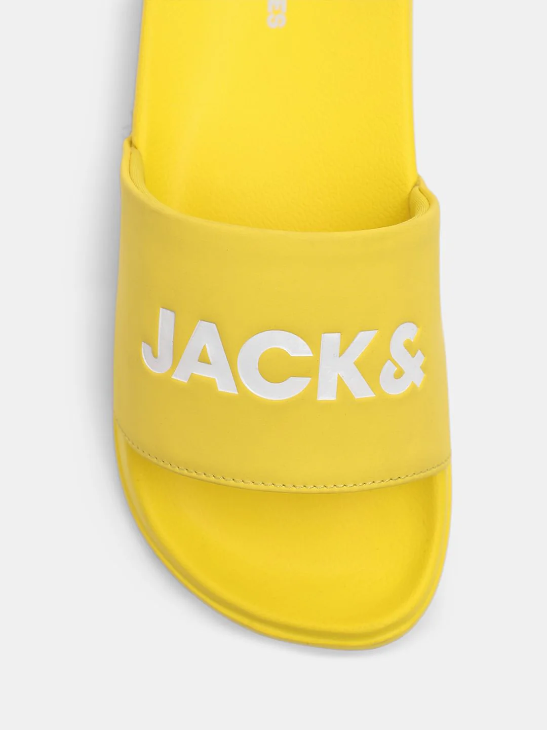 Light Yellow Logo Print Pool Sliders - Image 7