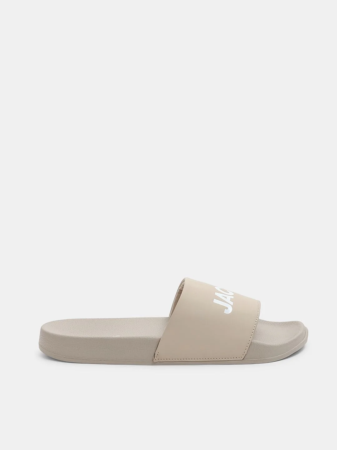 Beige Logo Print Pool Sliders - Image 2