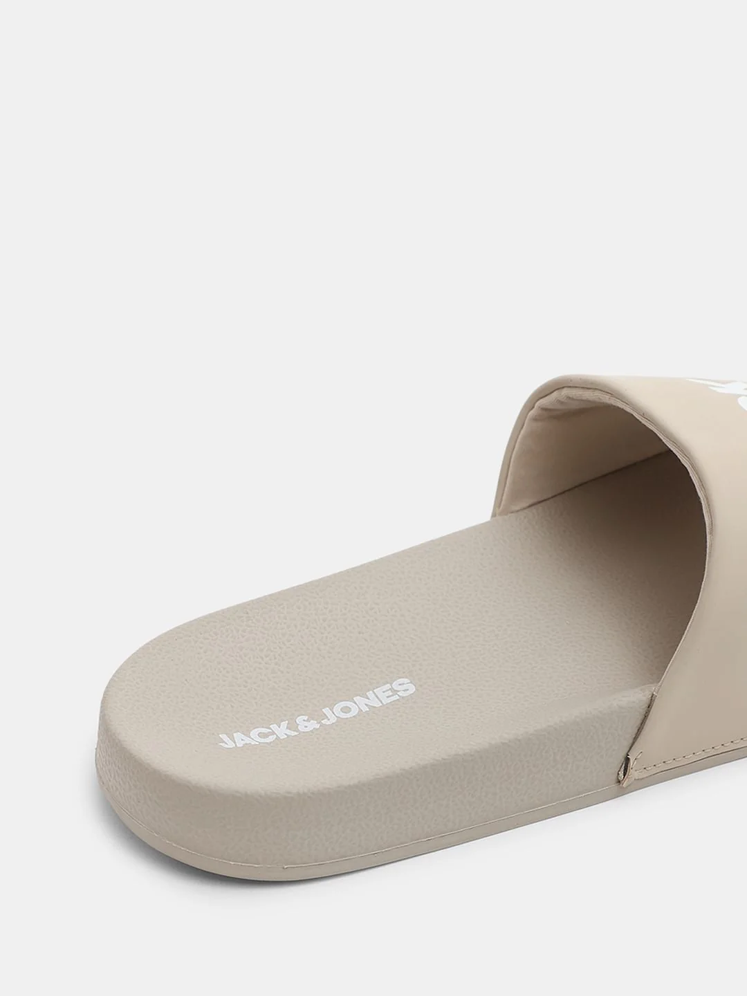 Beige Logo Print Pool Sliders - Image 8