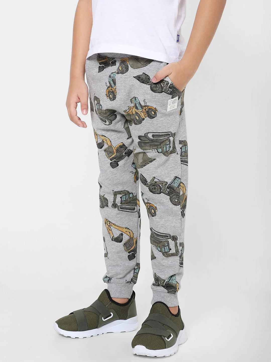 BOYS Grey Graphic Print Sweatpants - Image 3